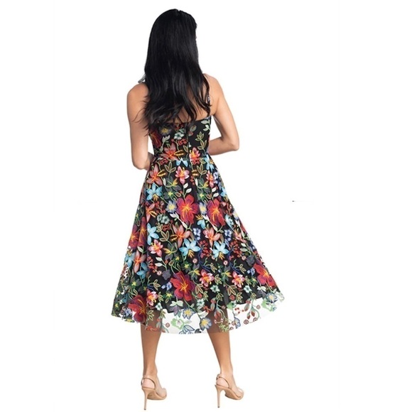Dress the Population Maren Embroidered Floral Sleeveless Fit & Flare Dress XXS - Picture 3 of 12